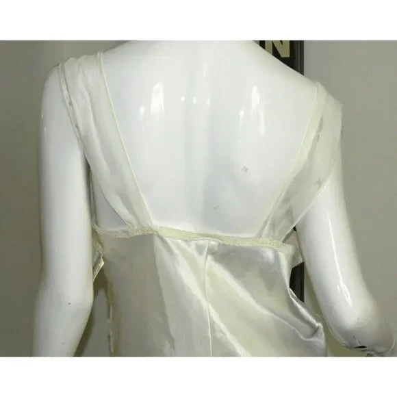 Intimo Amore Nightgown Women's Size Medium Ivory White Beaded Lace